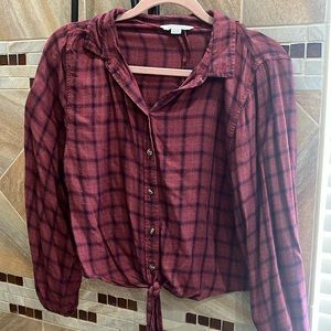 Lightweight flannel with tie! American Eagle size small petite